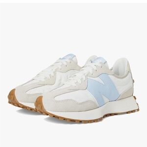 New Balance White Light Blue Gum-Soled Sneakers